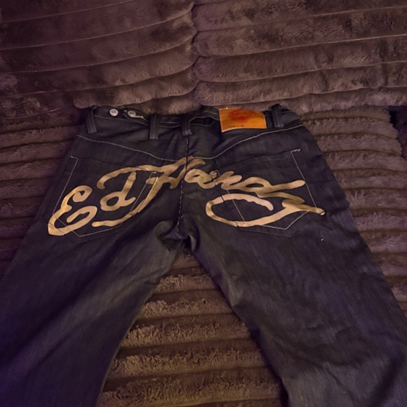 Ed Hardy Men's Dark Jeans with Bold Logo